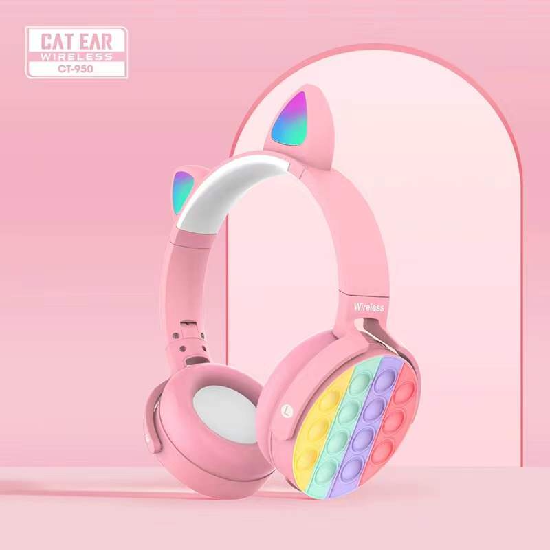 Cute Cat Ear Headphones Pop it Bluetooth Headphone Headmounted