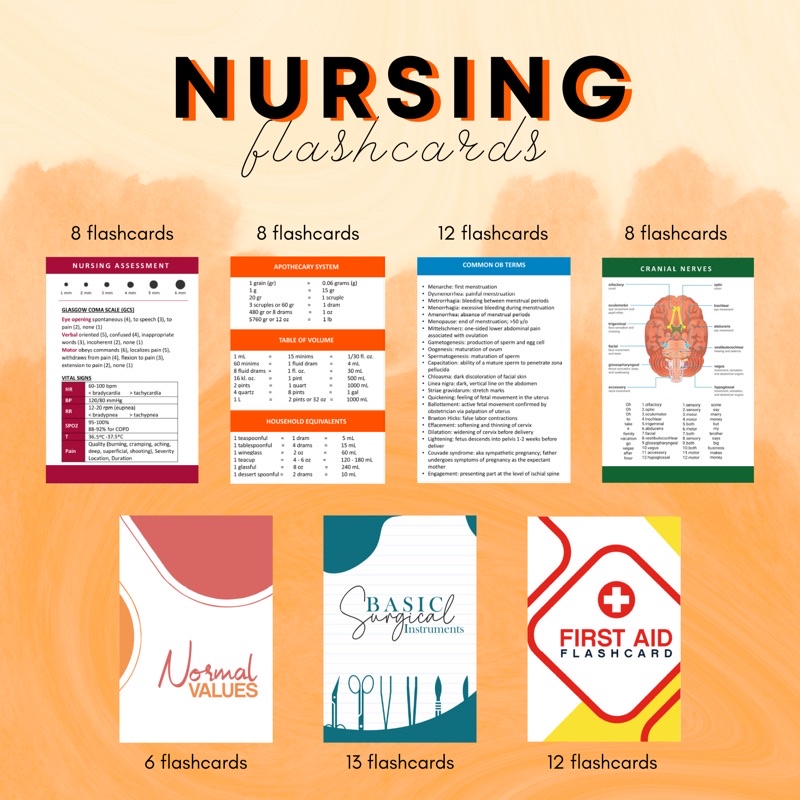 Nursing must know flashcards + Anatomy must know flashcards + First aid