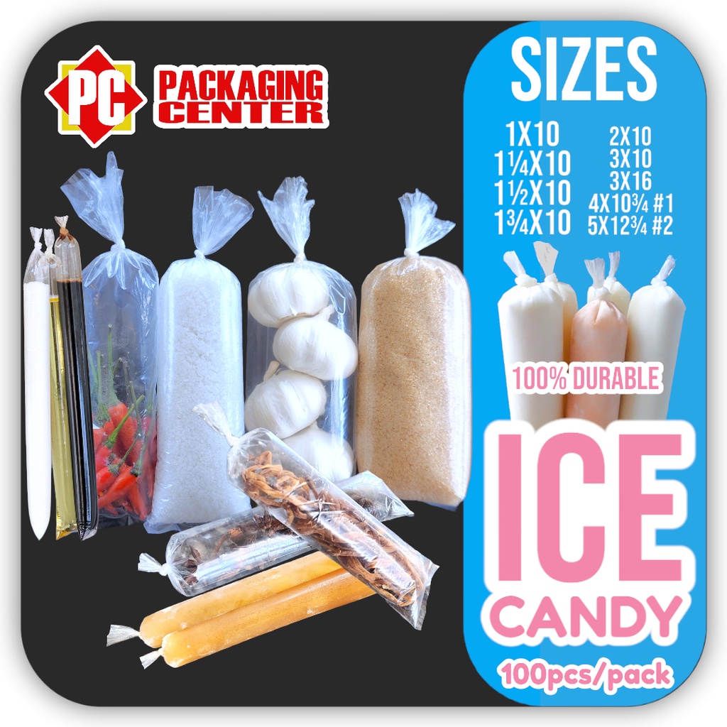 Ice Candy Plastic Bag by 100pcs per pack All Sizes, Pc Packaging Center Shopee Philippines