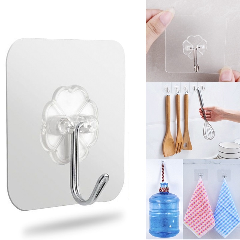 WXD 1PC Wall Hooks Screw, Transparent Seamless Magic Hook, Hook Sticker