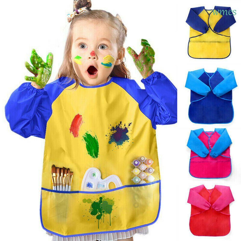 WMES1 Portable Art Accessory Long Sleeve Kids Bib Painting Apron School
