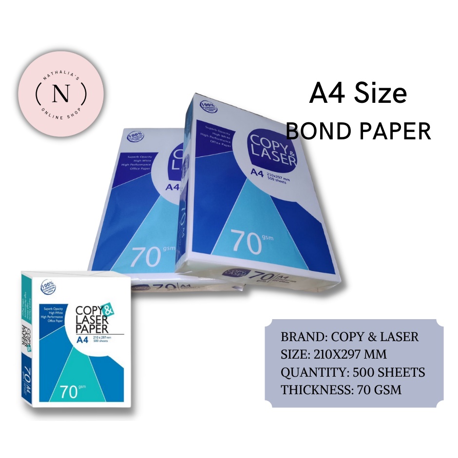 Bond Paper Copy & Laser A4 SIZE 500 SHEETS 70 GSM Shopee Philippines