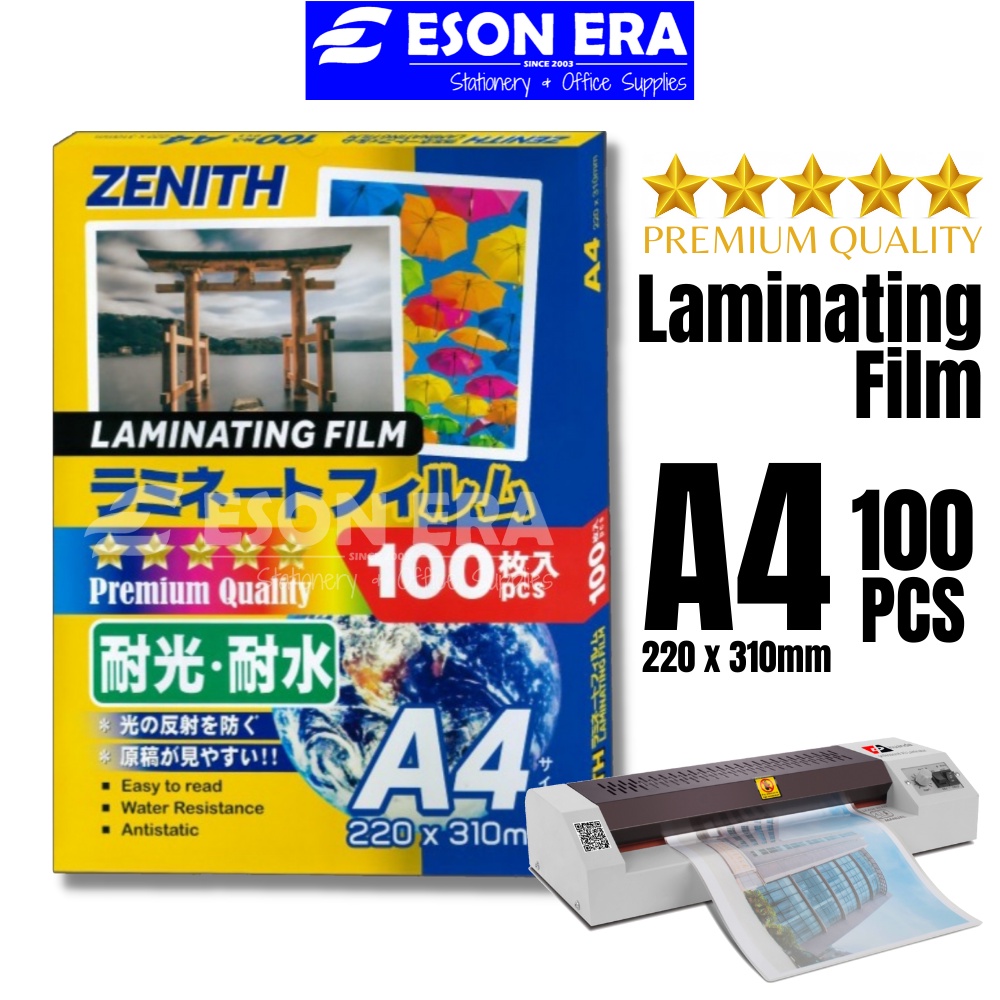 Zenith A4 Laminating Film 100pcs Plastic Laminate Shopee Philippines