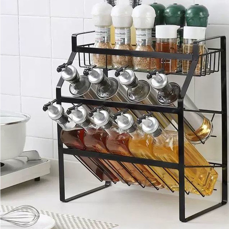 Iron kitchen spice rack condiment rack countertop condiment floor shelf