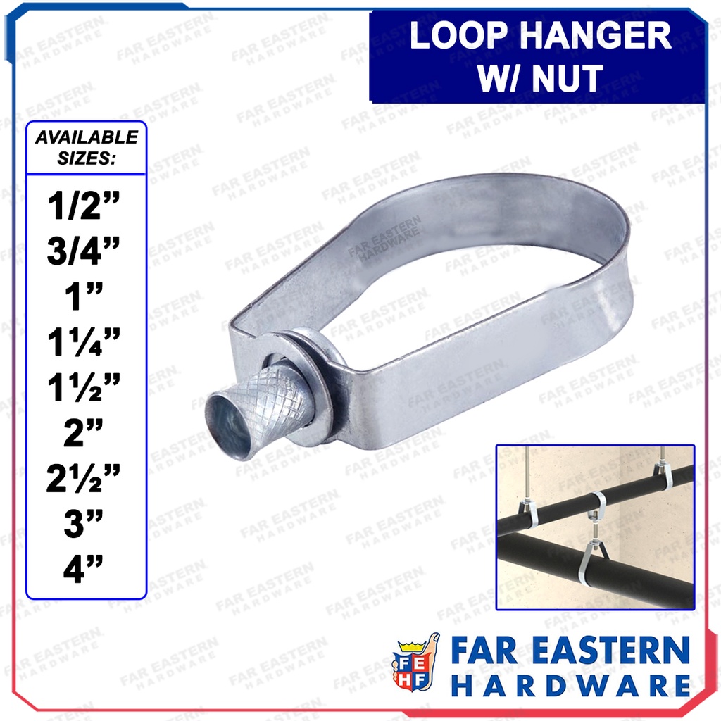 Galvanized Loop Pipe Hanger w/ Nut for Plumbing 1 2 3 4 1/2 11/4 11/2