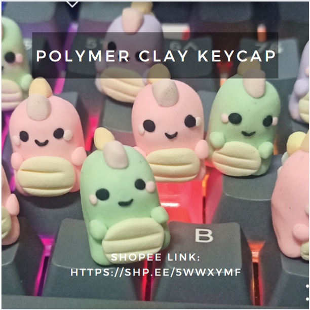 HC Pastel Dinosaur Polymer Clay Charm DSA Profile Artisan Keycap