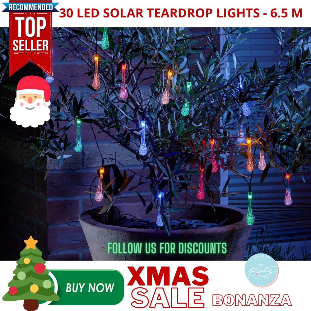 TBC 30 LED TearDrop Christmas Lights 6.5 Meters LED String Solar