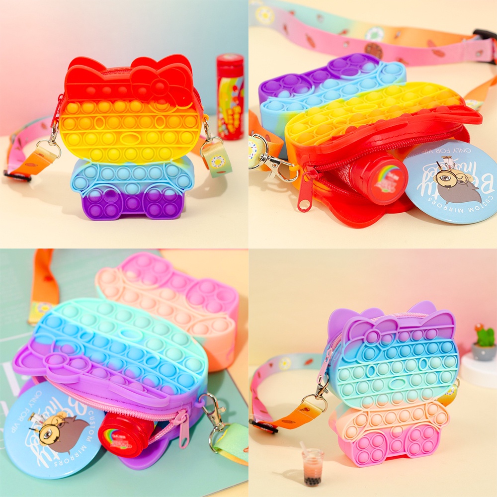 Pop It Purse Kitty Shoulder Crossbody Bag Push Bubble Fidget Toy