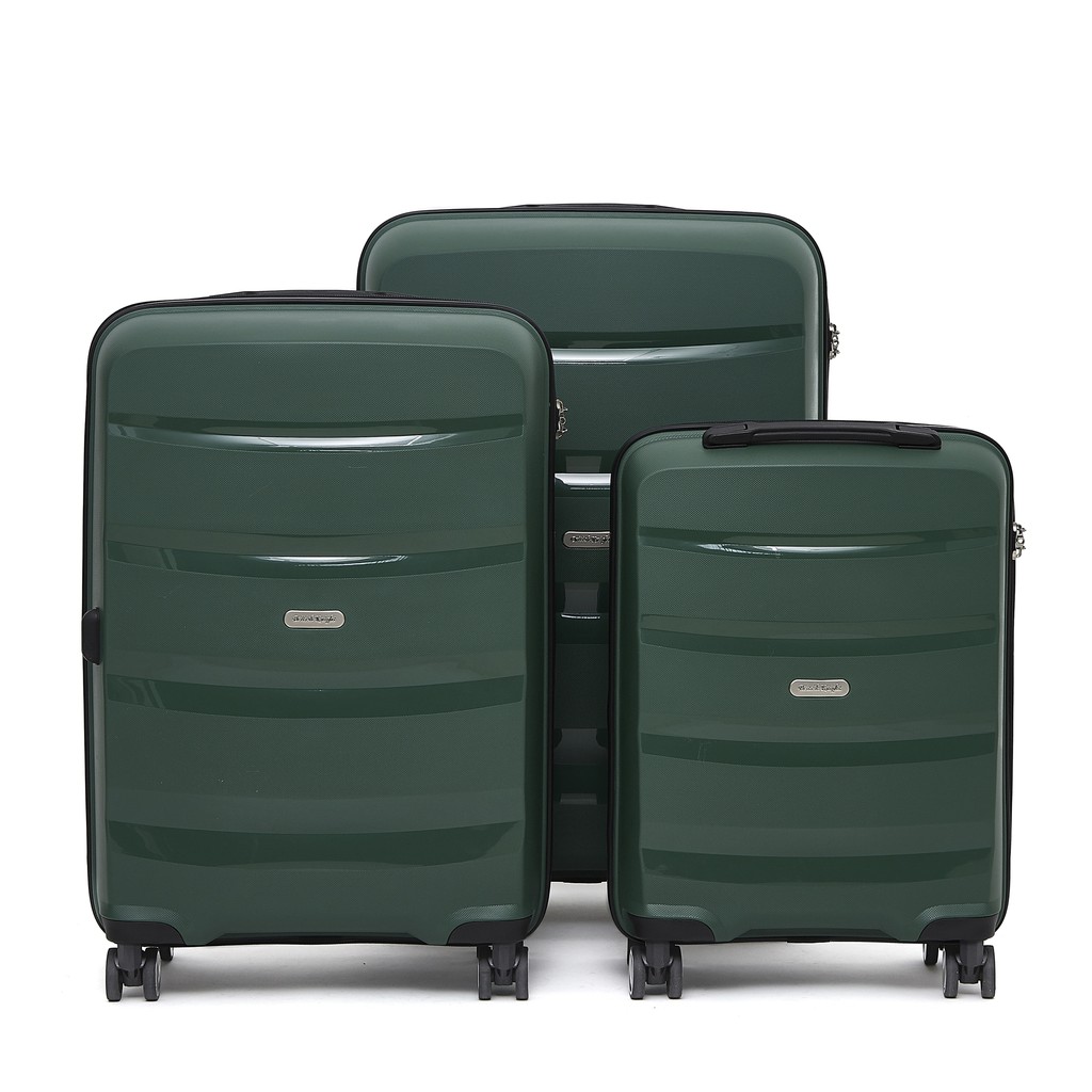 British Knight Bip968Zt Green 3Piece Set Luggage with Tsa Lock