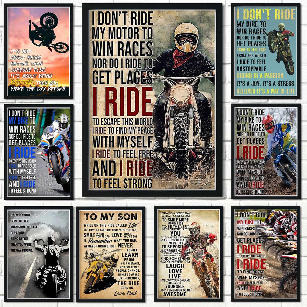 Racing Retro Motorcycle Poster OffRoad Race Begins I Ride