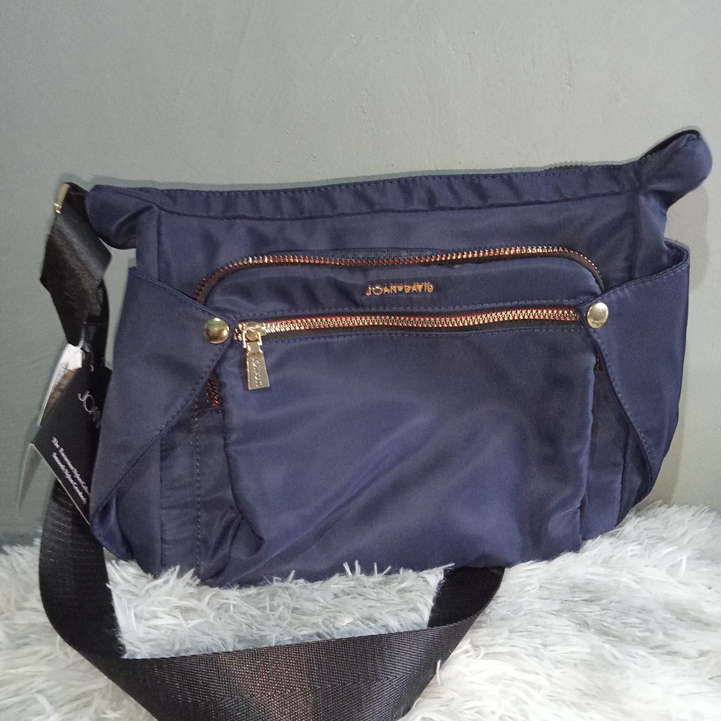 Joan & David Nylon Multi Zipper Crossbody Navy Blue Shopee Philippines