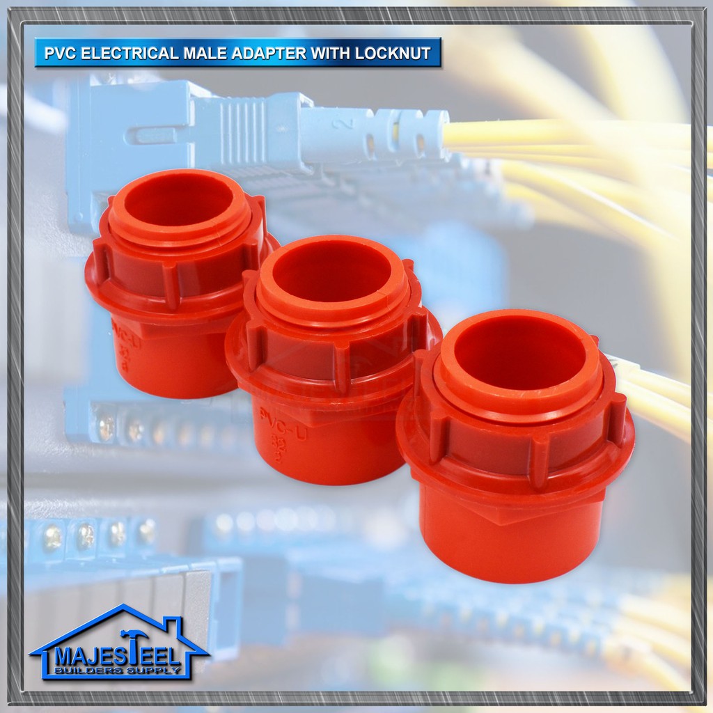 PVC Orange Electrical Male Adapter with Locknut 1/2'' , 3/4'', 1