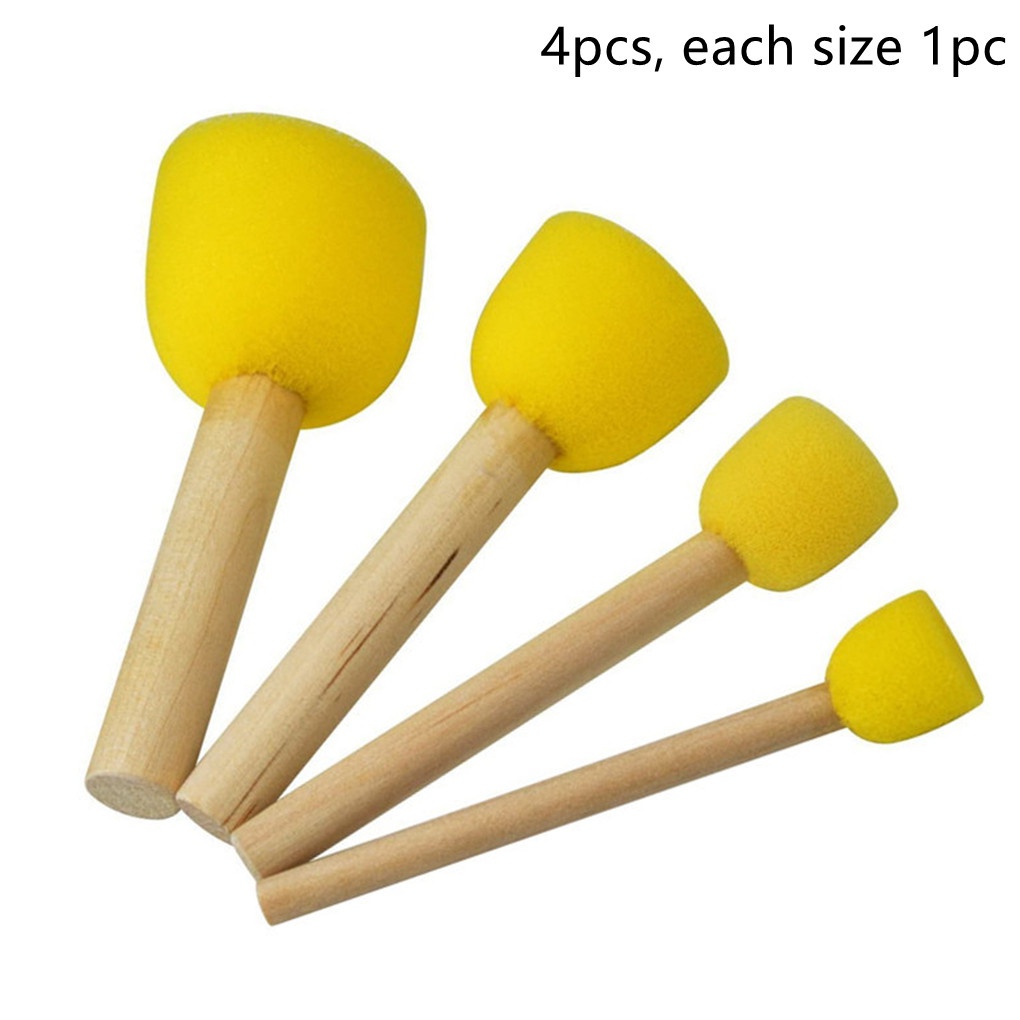 4pcs Round Sponges Brush Set Stencil Sponge Brushes DIY Painting