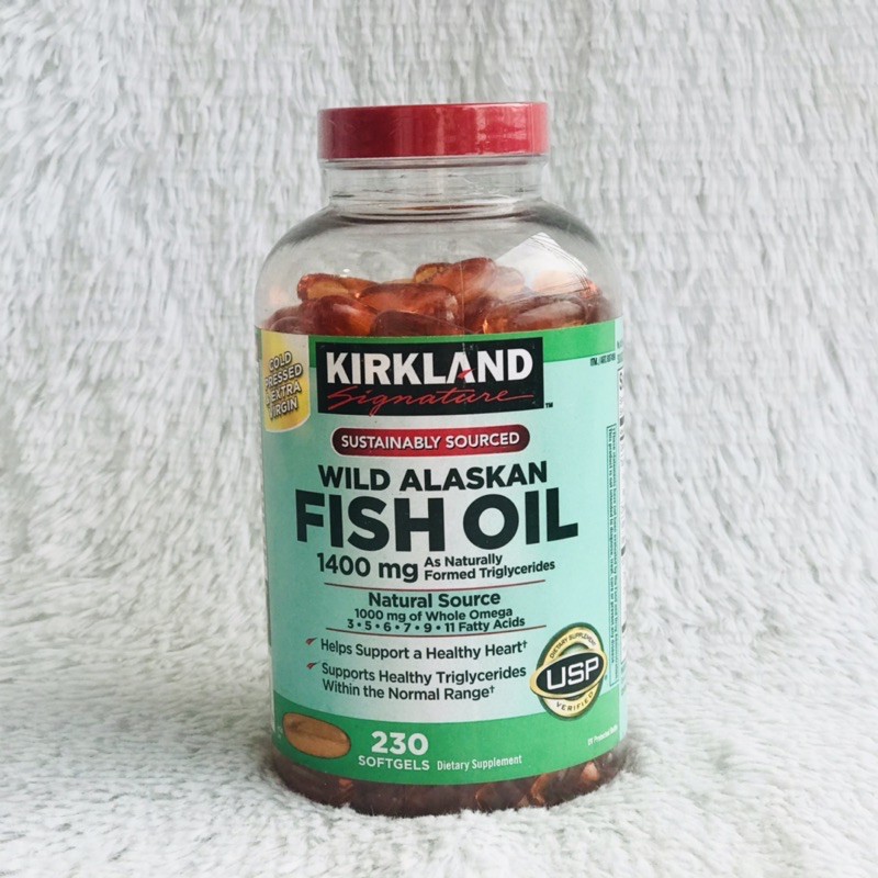 Kirkland Signature Wild Alaskan Fish Oil 1400 mg, 230 Softgels Shopee