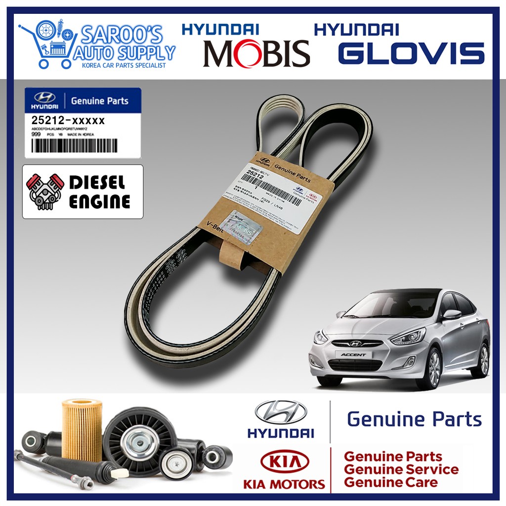 Fan Belt ( VBelt ) For Hyundai Accent 20112019 CRDI , Original