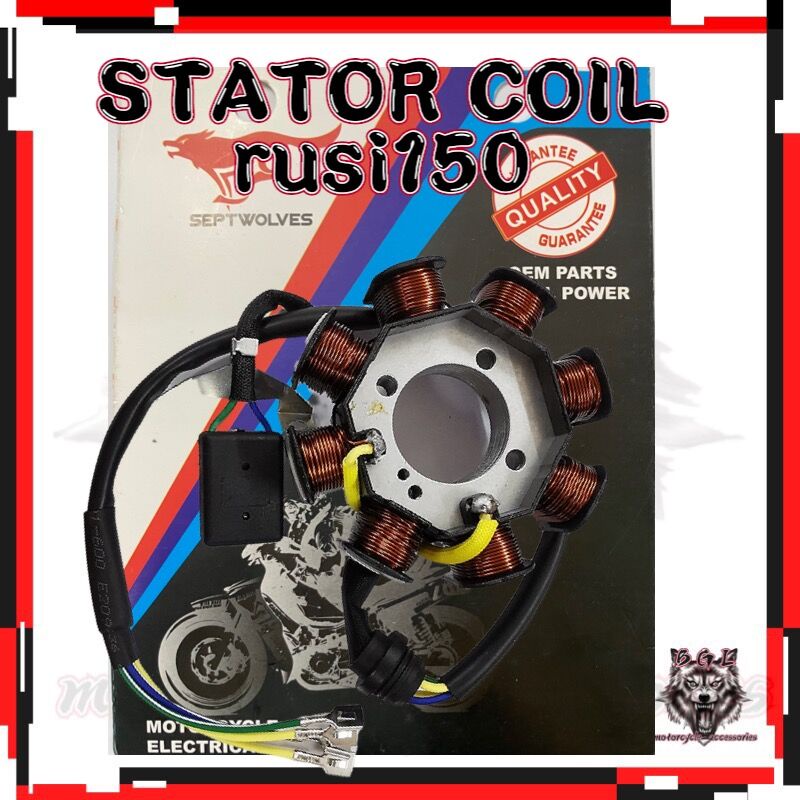 BGL Motorcycle stator coil rusi150 / rusi kit) Shopee