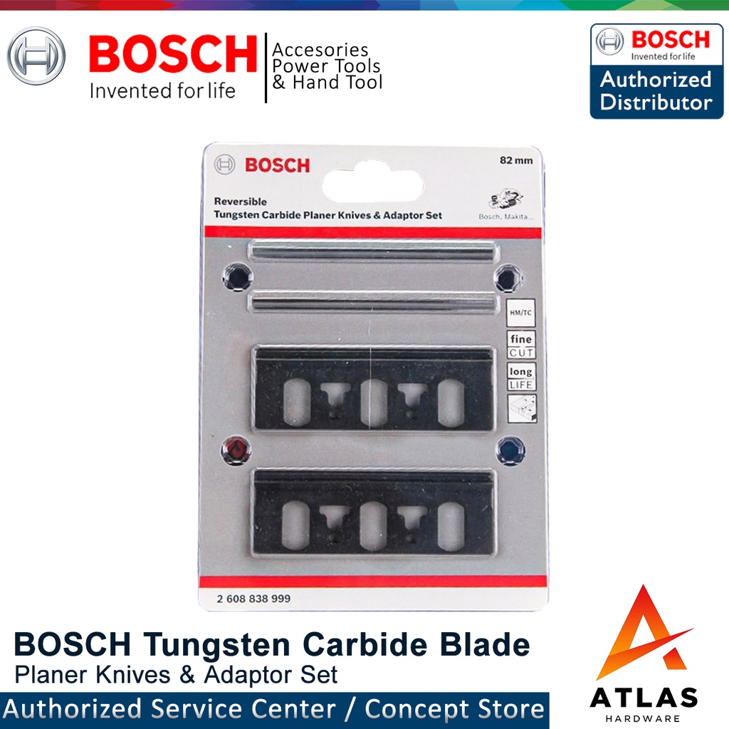 BOSCH Tungsten Carbide Planer Blade & Adaptor Set for GHO Planers 2 608