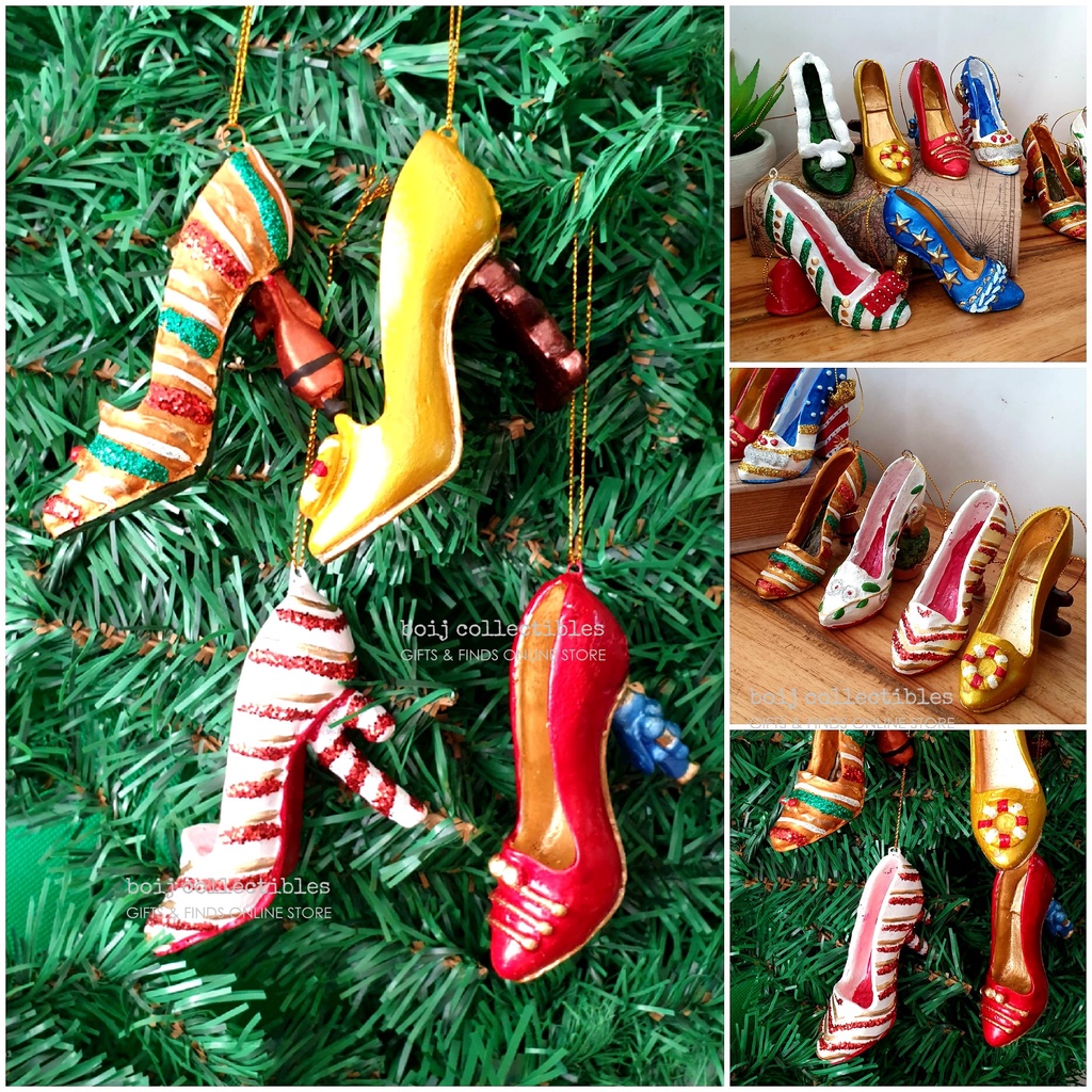 Christmas Decor Highheeled Shoe Christmas Tree Ornaments/Tabletop LxH 3.75x3 inches Shopee
