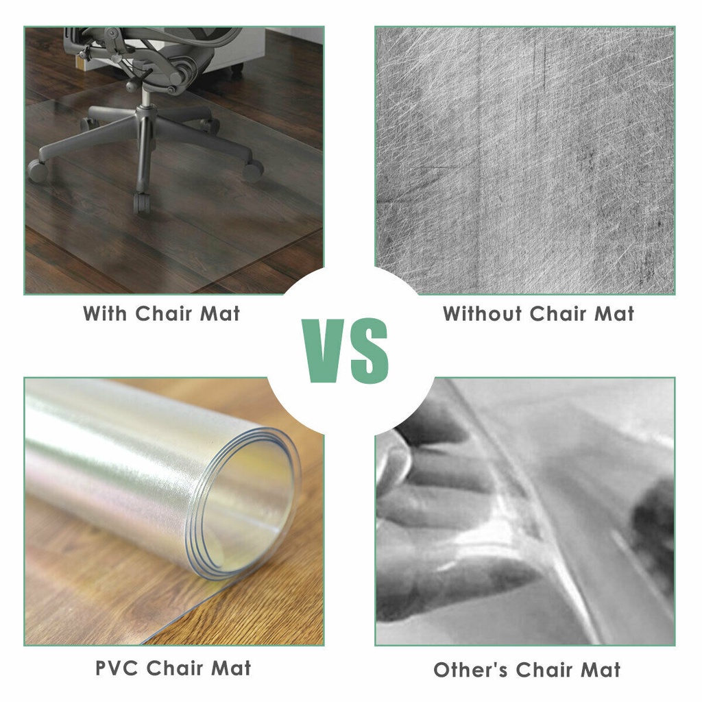 *VIII* PVC Matte Desk Chair Floor Mat Protector for Hardwood Floors