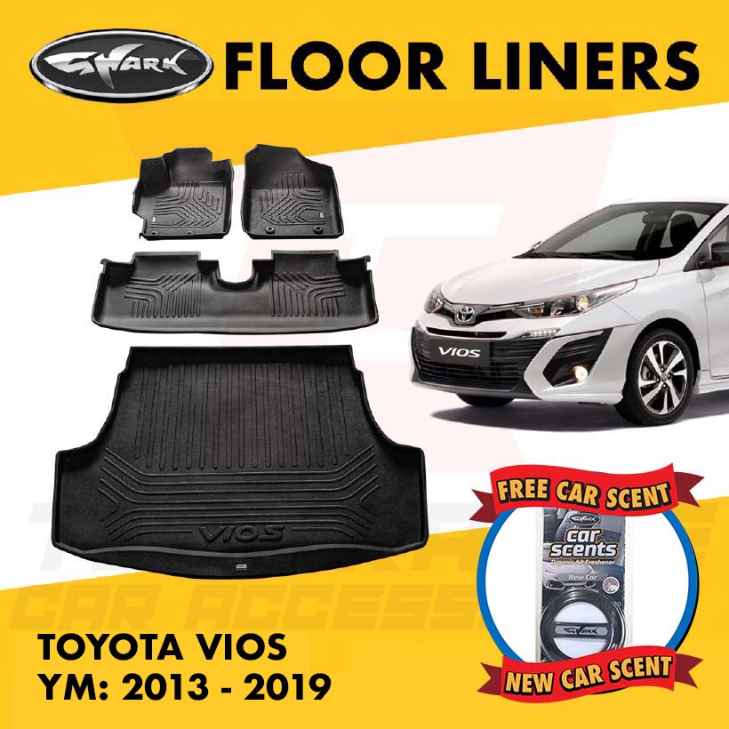 Shark Floorliner Toyota Vios 2013 2020 / Floor Mat Deep Dish Matting with Cargo Tray Shopee