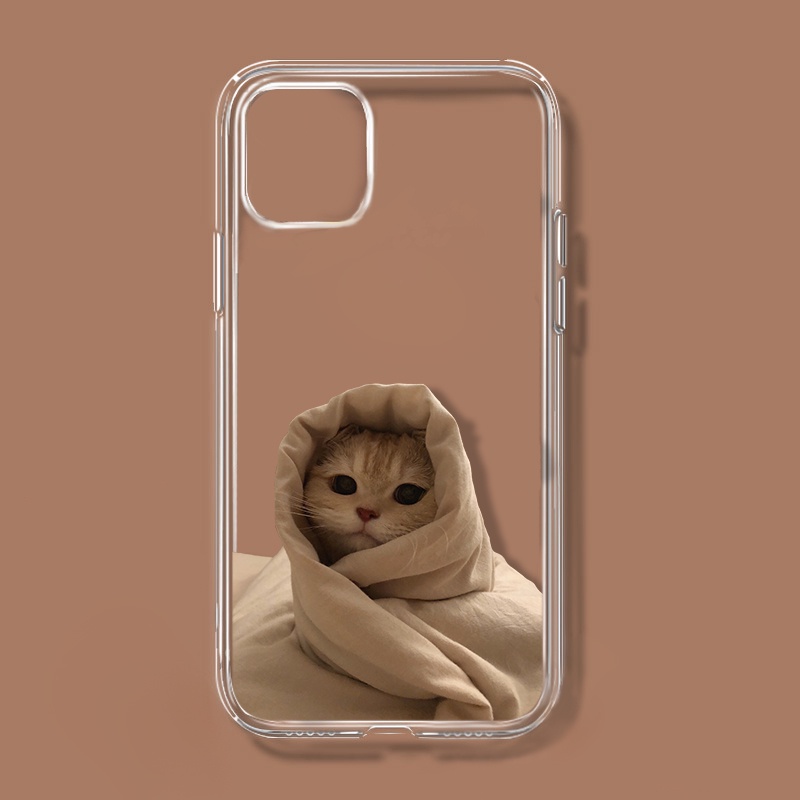 quilt cute kitten shatterproof case for iPhone11 transparent XR simple