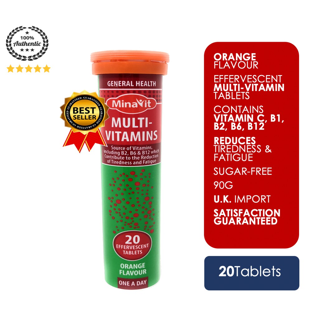 Minavit Effervescent Tablets (20 count) Multivitamins Orange Flavour