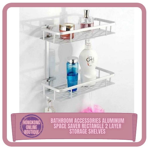 Bathroom Accessories Aluminum Space Saver Rectangle 2 Layer Storage