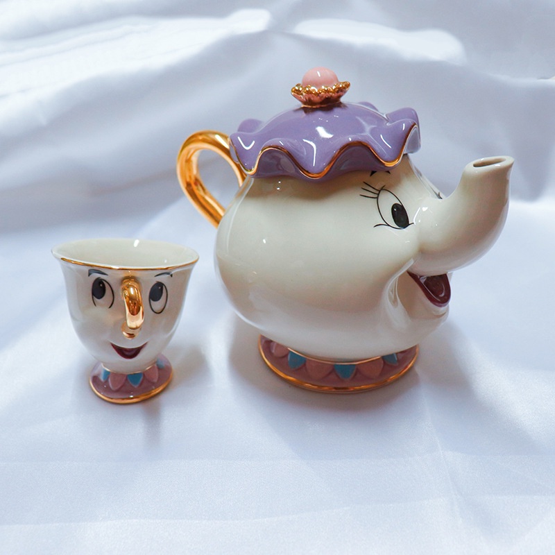 Best Sale! Beauty And The Beast Teapot Creative Gift Mrs. Ceramic Set