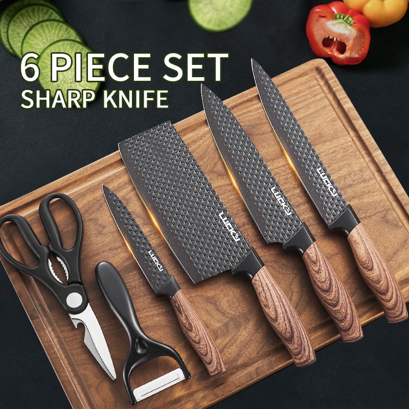 High Quality Kitchen Knife Set 6Piece Black Stainless Steel