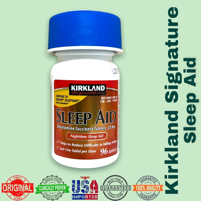 Kirkland Sleep Aid 25mg 96 Tablets Doxylamine Succinate Nighttime Sleep