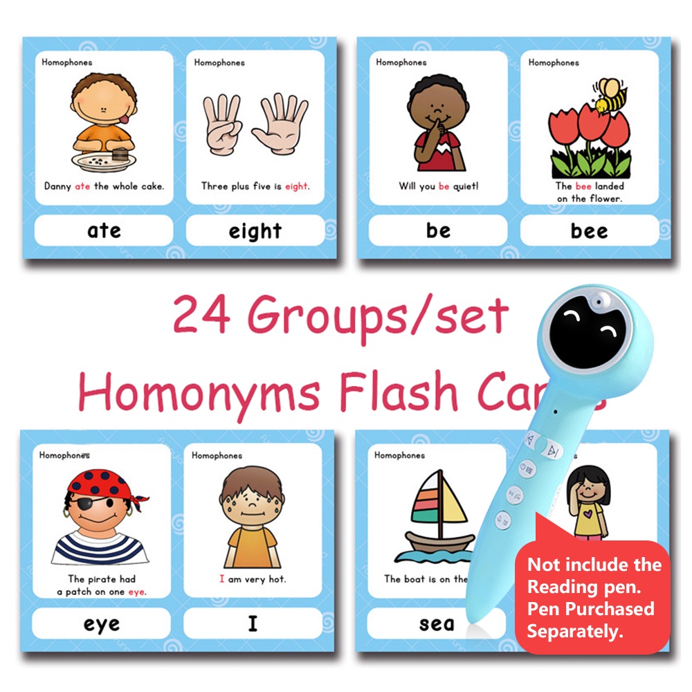 24 Groups/set Children's English Homonyms Flash Cards Synonyms