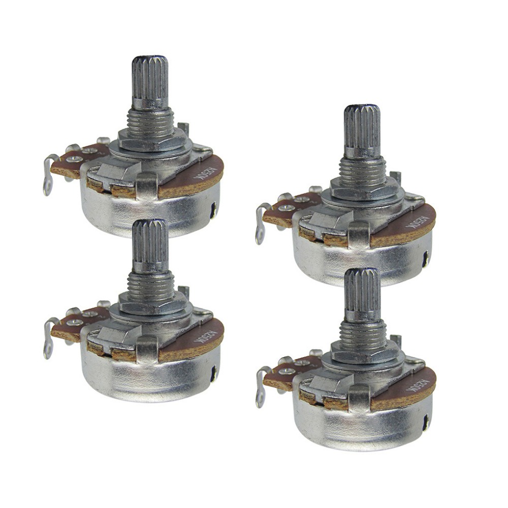 FLEOR 4pcs Short Shaft Electric Bass Guitar Potentiometers 500K / 250K