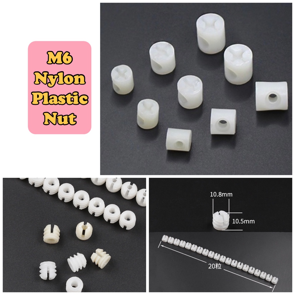 PPP M6 Nylon Plastic Nut Screw Combination Fitting Spare Part Hardware