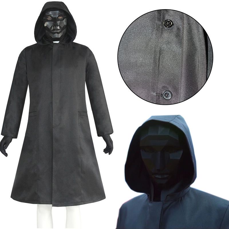 New Squid Game Boss Front Man Costume Suit Black Jacket Coat Outfit Cos