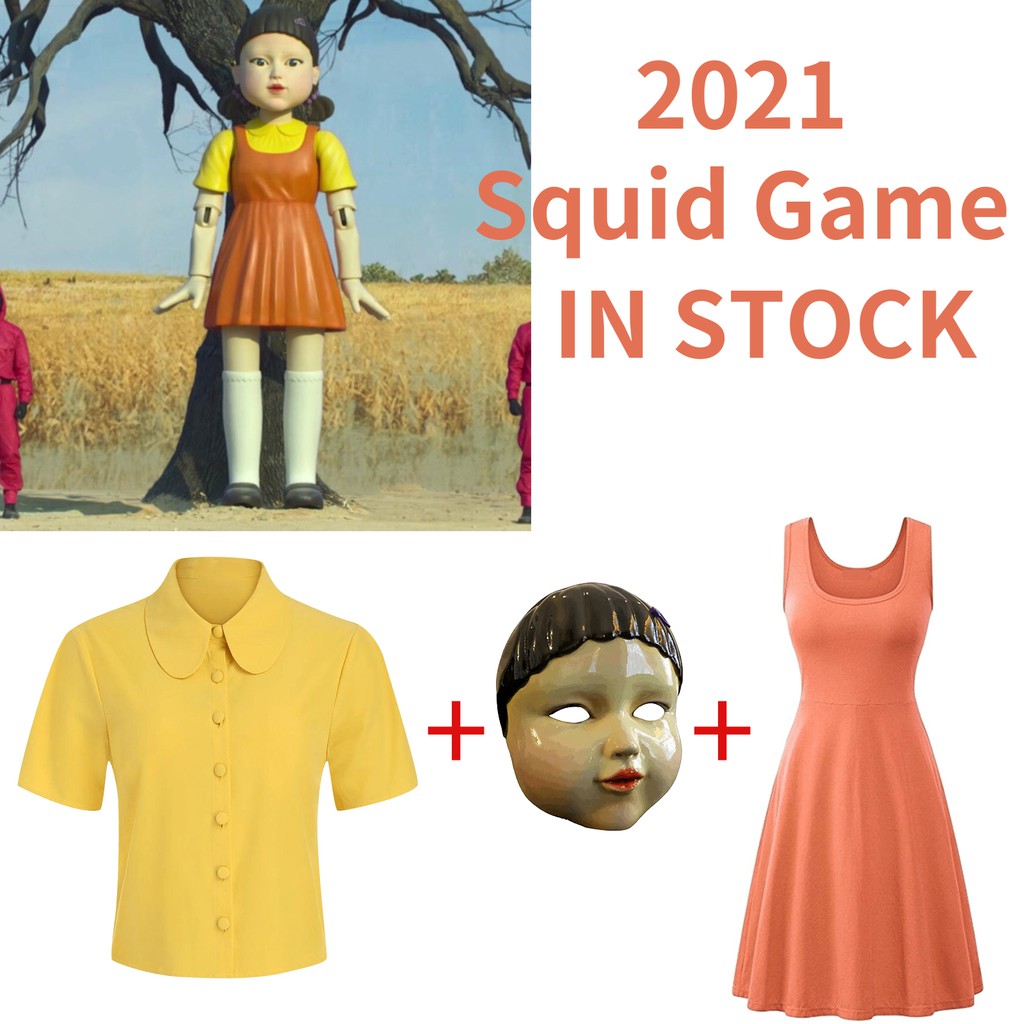 Squid Game Doll Costume Yellow Cosplay Jumpsuit Round Six Square Circle