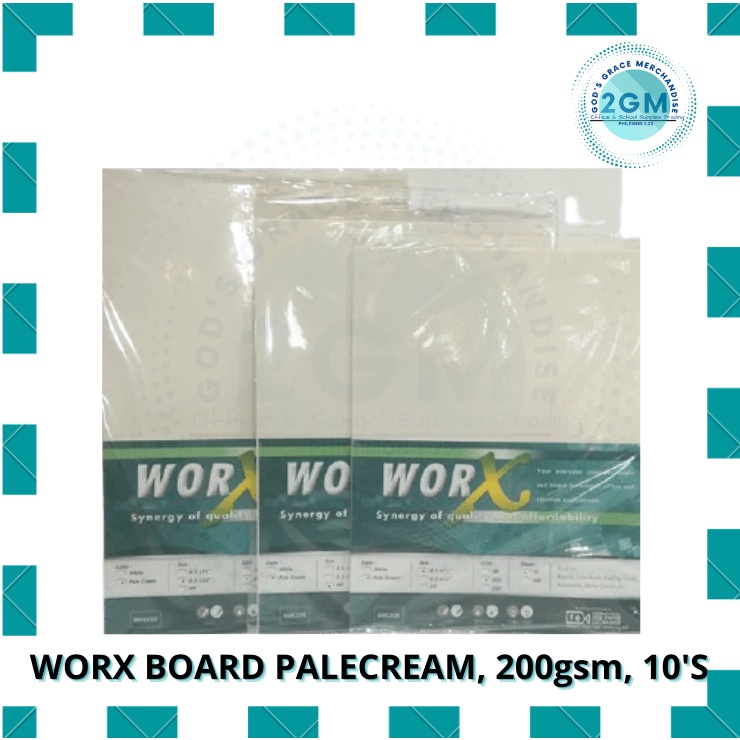WORX BOARD SPECIALTY PAPER, 200gsm, 10's (WHITE AND PALE CREAM) SIZES