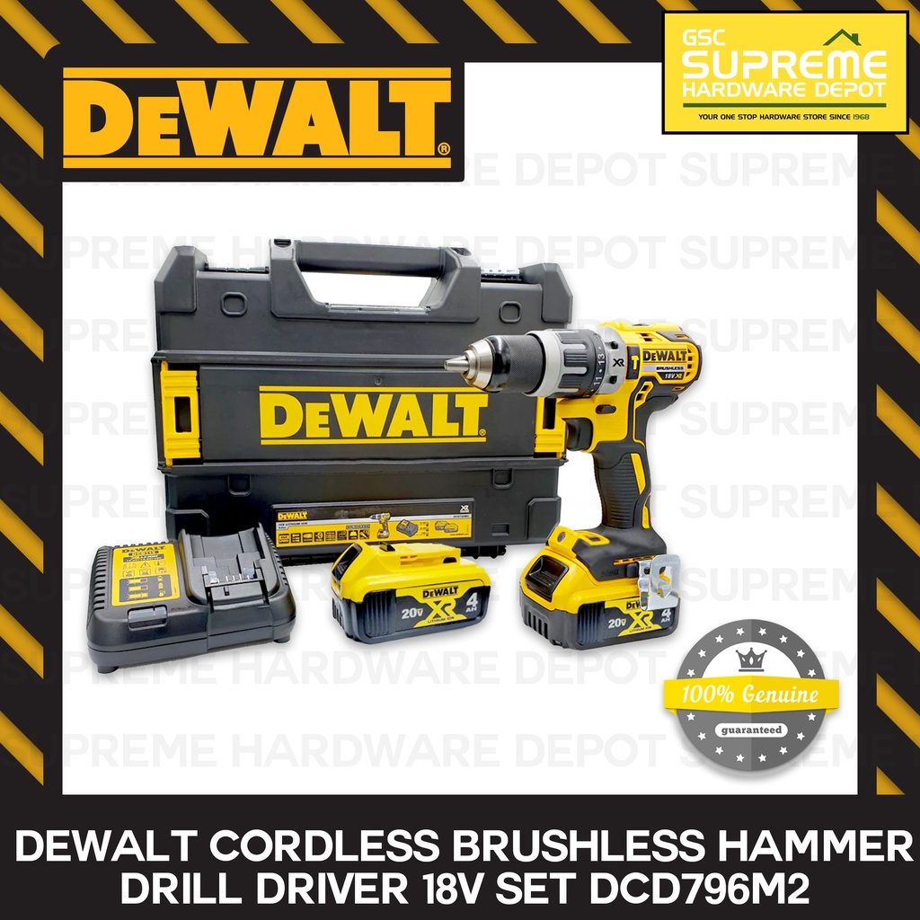 Dewalt Cordless Brushless Hammer Drill Driver 20V Set DCD796M2 (20V