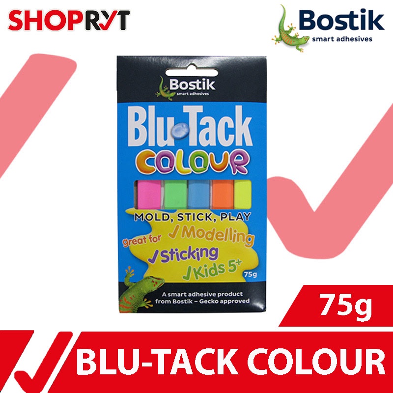 Bostik Blu Tack Colours MultiPurpose Reusable Adhesive 75g Sticks