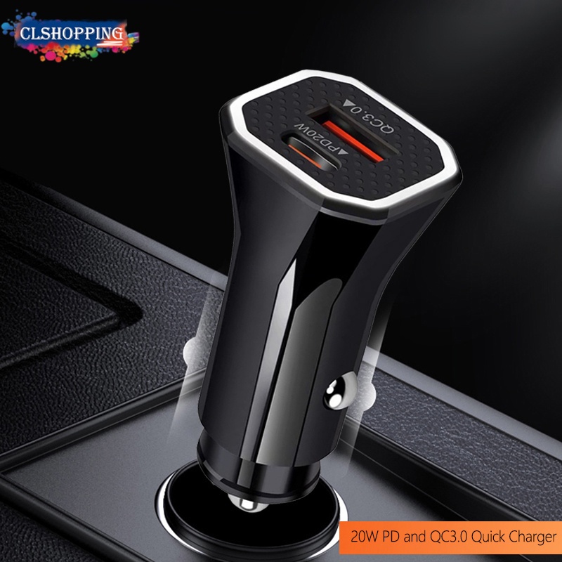 2 Ports QC USB PD Car Charger QC 3.0 20W Fast Charging For iPhone 12 11