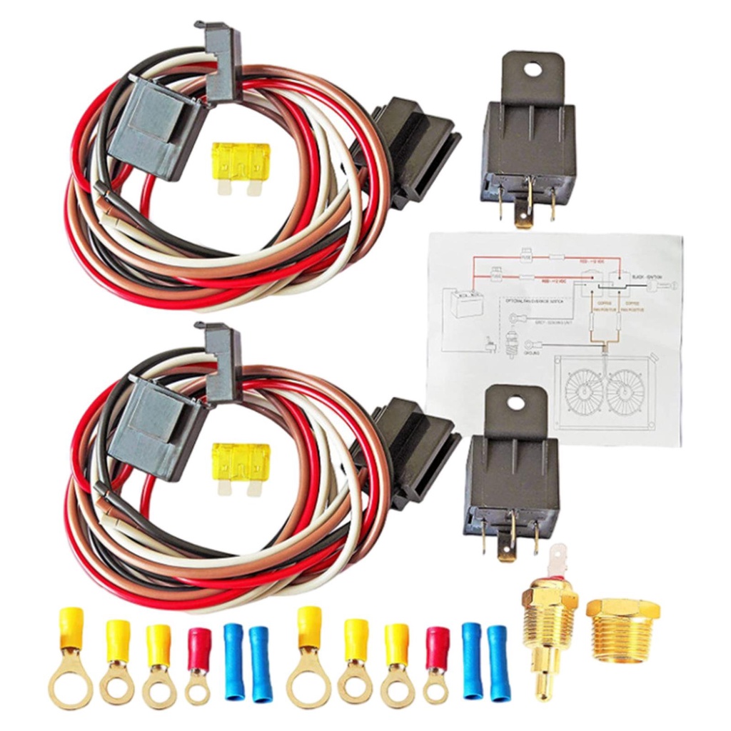 40 Amp Dual Electric Fan Wiring Kit Wiring Relay Kit Automotive Wire Harness Temperature Switch