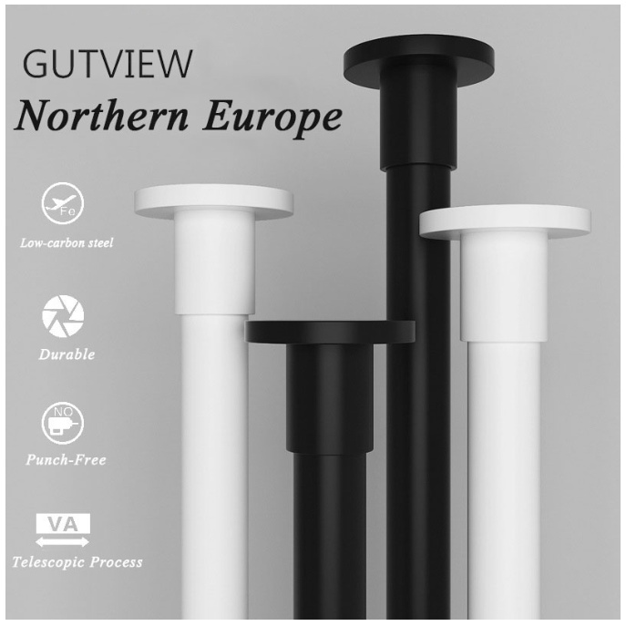 25mm PunchFree Adjustable Shower Curtain Rod Telescopic Rod Strong Bearing Retractable Clothes