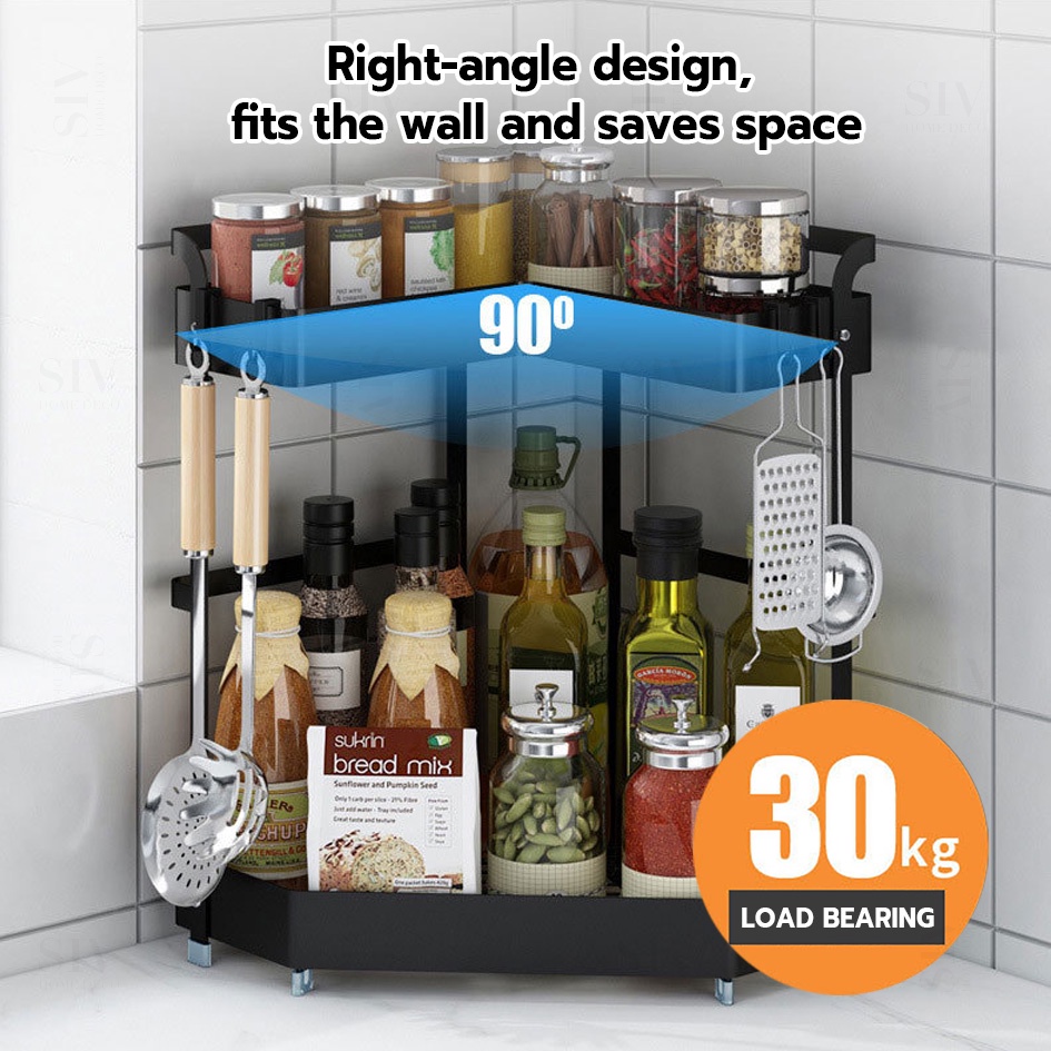 2/3 Tier Corner Spice Rack Condiments Seasoing Rack Organizer For