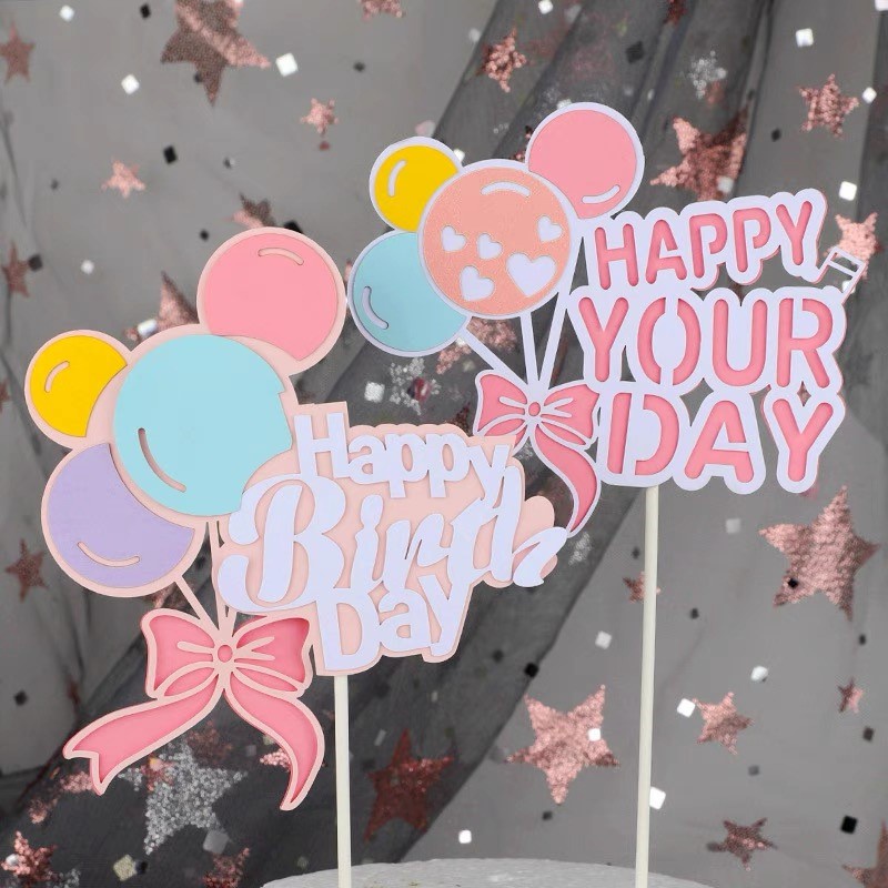 Happy Birthday Balloon Pastel Color Cake Topper Shopee Philippines