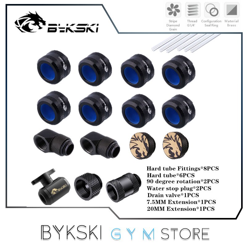 Bykski Hard Pipe Water Cooling Fitting Kit 12mm/14mm/16mm Tube, Stop