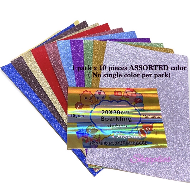 Glitter Sticker Paper Plain (Sparkling, Glitter Paper, Art Craft