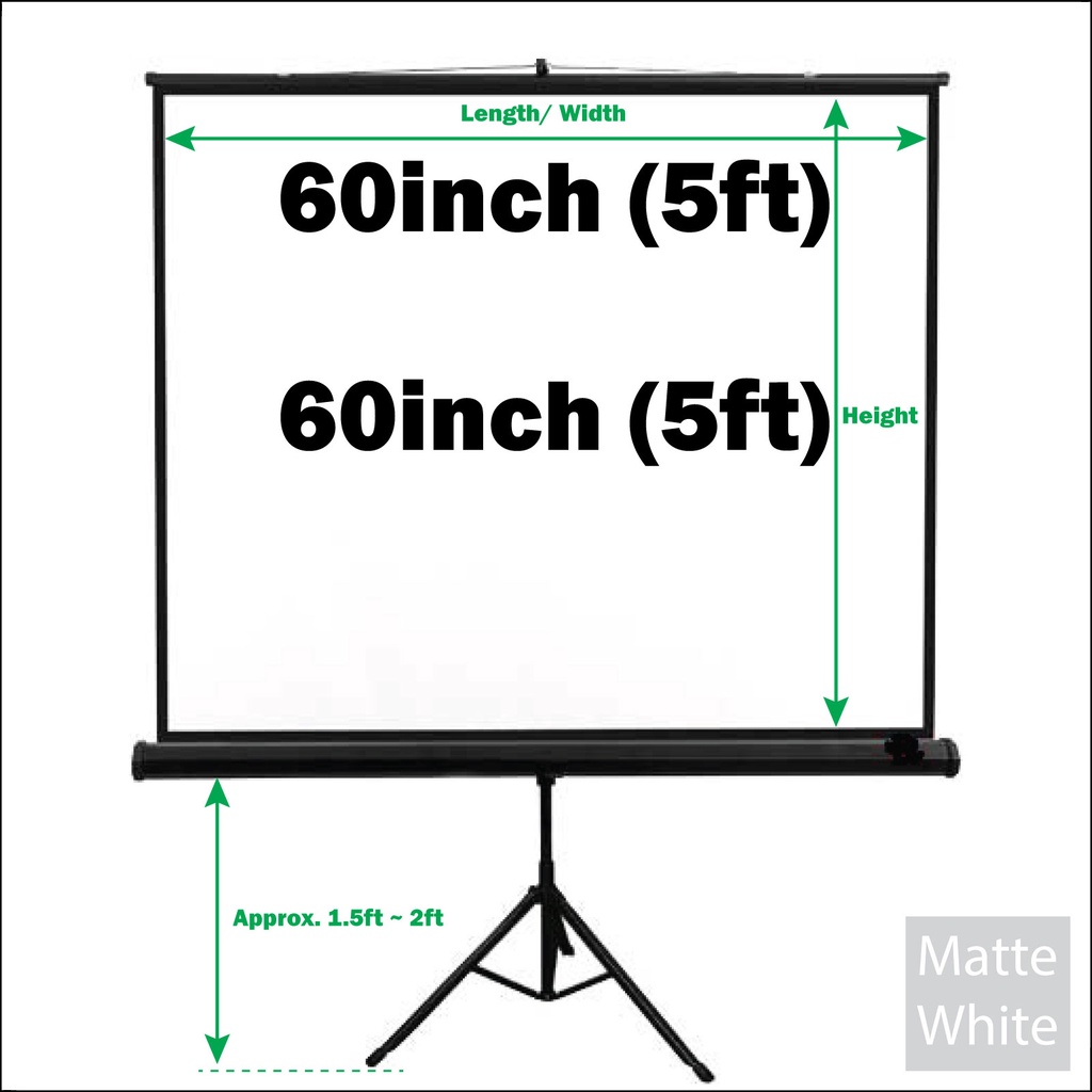 Tripod Screen Matte White Manual Projector Screen 6 7 8 Skrin Projektor