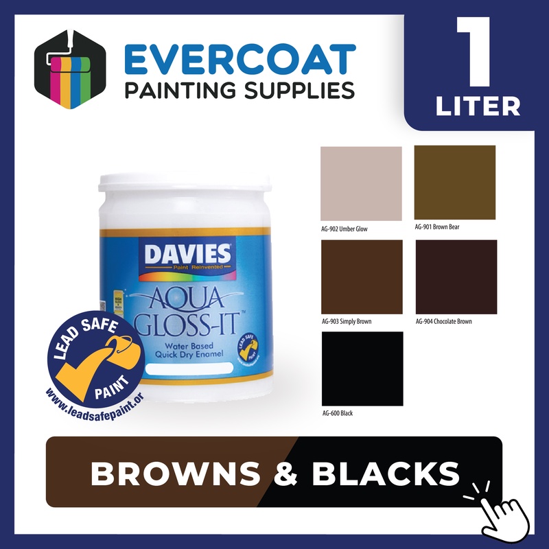 Davies Paints for Wood and Metal Aqua GlossIt 1Liter (Browns & Black