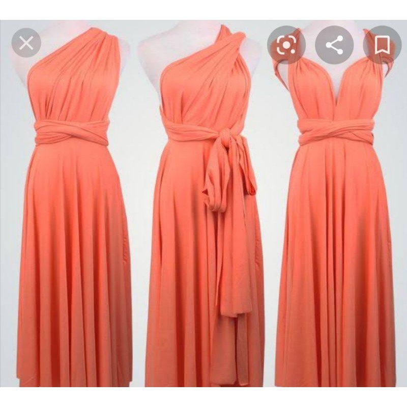 Coral Peach Infinity Dress with attached Tube Kids/Adult/Plus size