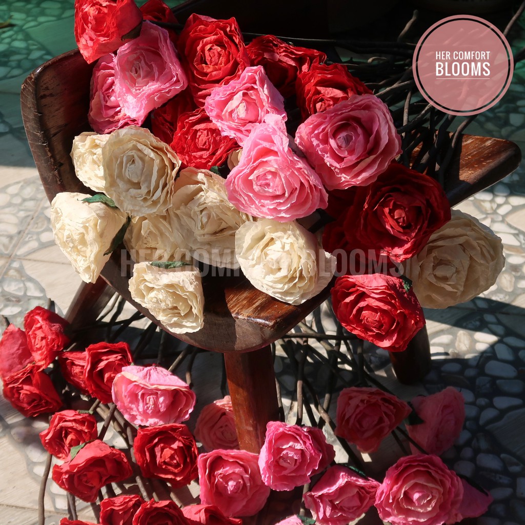 Fossilized Rose Blooms (Sold Per Stem) for Flower Arrangements, Home