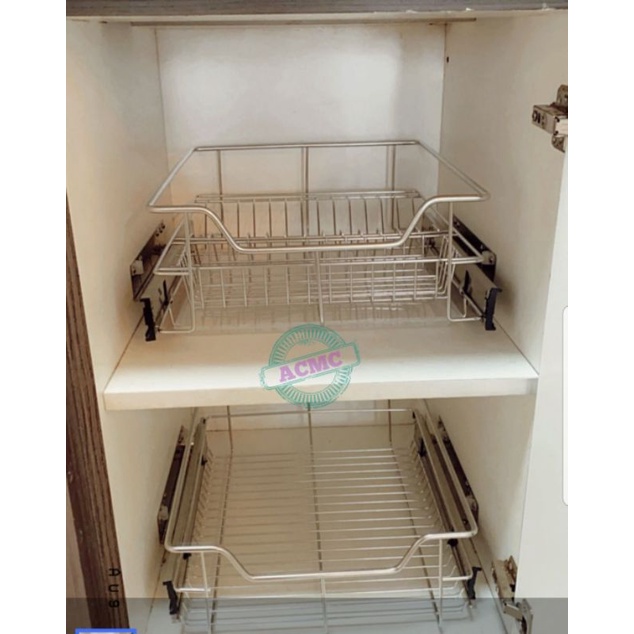 2pcs High quality Stainless Pull out Basket Tray for Kitchen